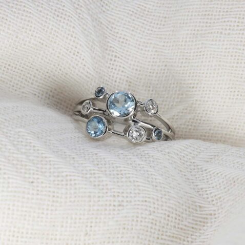 PLR0005 Preloved Aquamarine Diamond Bubble Ring Heidi Kjeldsen Ltd still