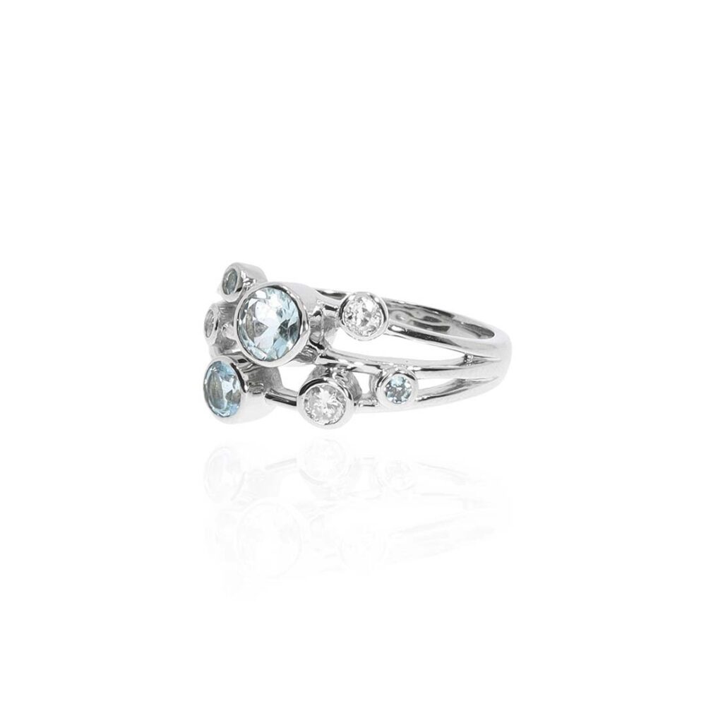 PLR0005 Preloved Aquamarine Diamond Bubble Ring Heidi Kjeldsen Ltd white1