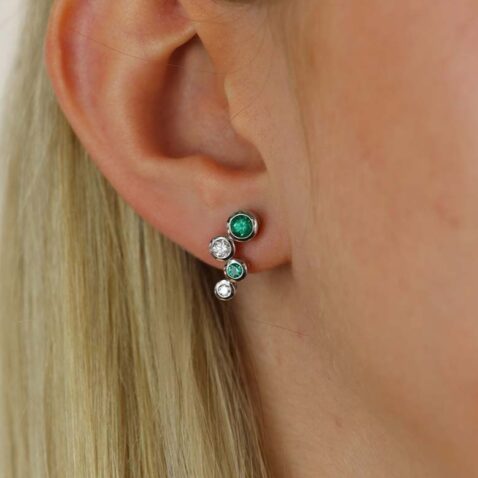 Trine Emerald Diamond Bubble Earrings Heidi Kjeldsen Jewellery ER5059 model (1)