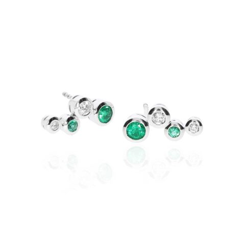 Trine Emerald Diamond Bubble Earrings Heidi Kjeldsen Jewellery ER5059 white