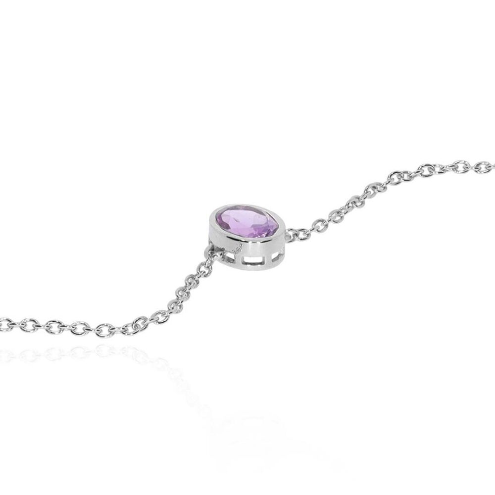 Viola Amethyst Oval Rubover Bracelet Heidi Kjeldsen Jewellery BL4145 white