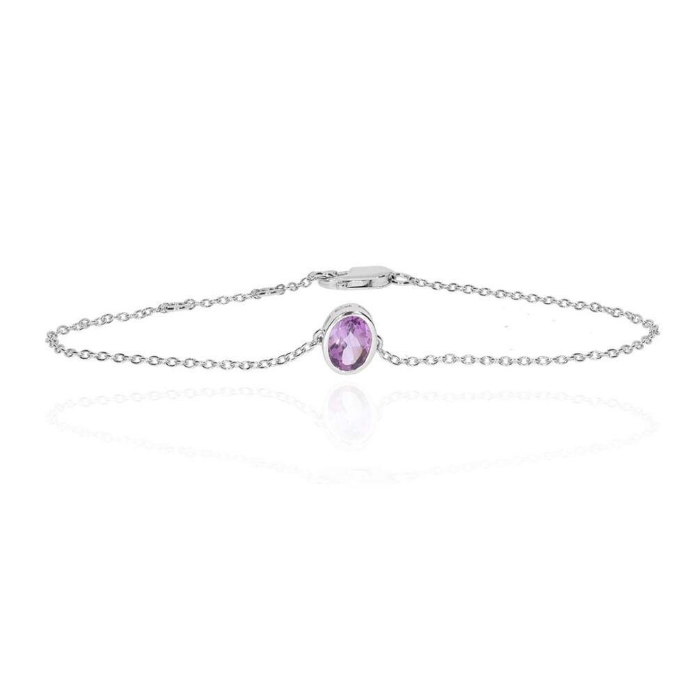 Viola Amethyst Oval Rubover Bracelet Heidi Kjeldsen Jewellery BL4145 white1