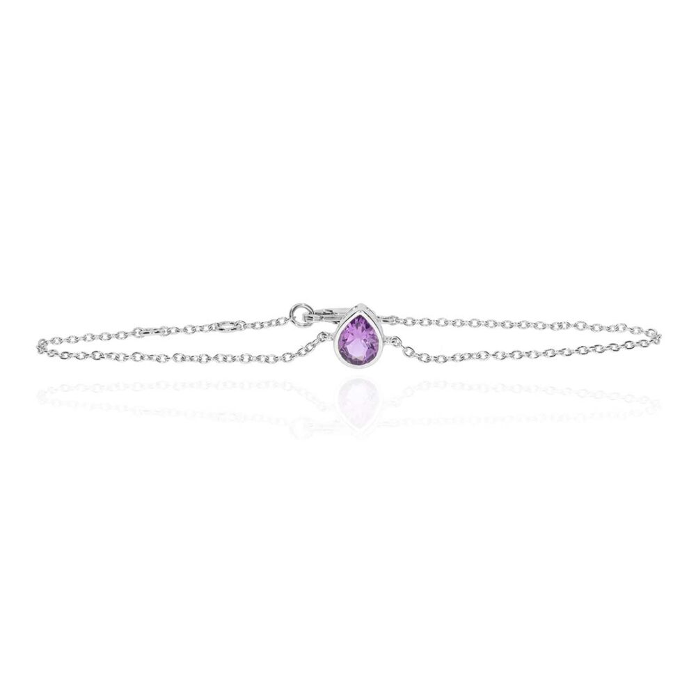 Viola Amethyst Pear Rubover Bracelet Heidi Kjeldsen Jewellery BL4157 white