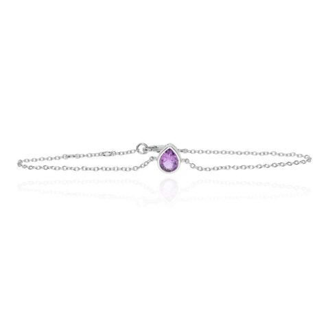 Viola Amethyst Pear Rubover Bracelet Heidi Kjeldsen Jewellery BL4157 white