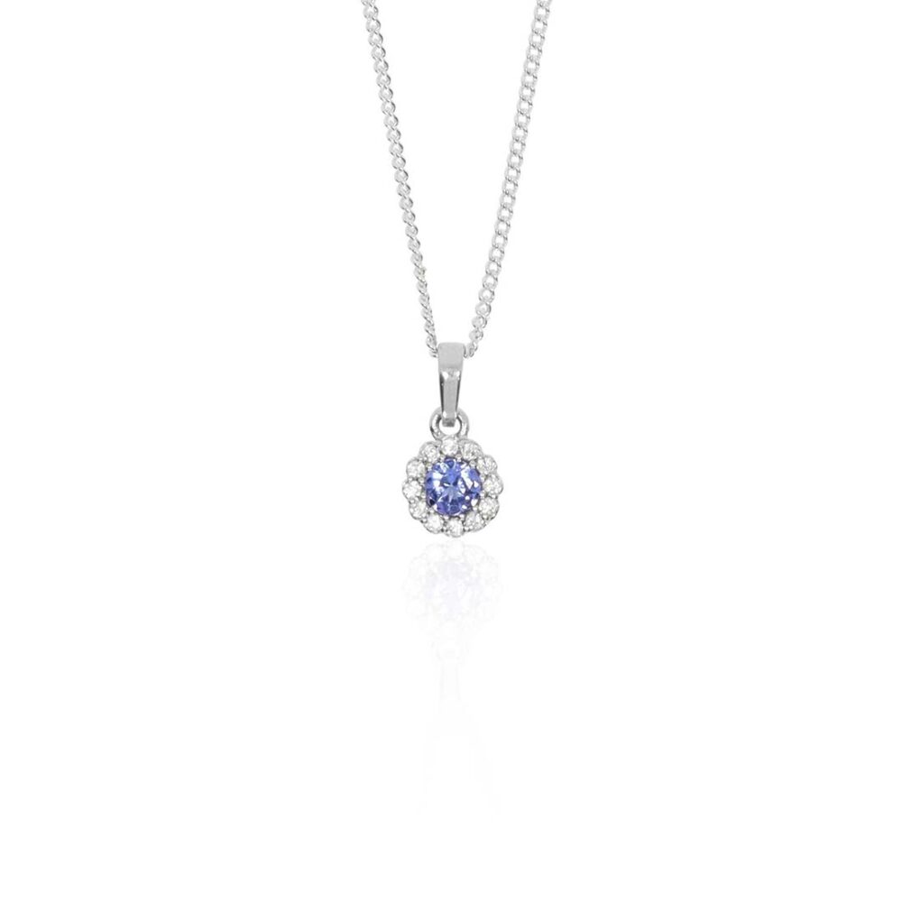 Viola Tanzanite Cluster Silver Pendant Heidi Kjeldsen Jewellery P1655 white