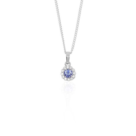 Viola Tanzanite Cluster Silver Pendant Heidi Kjeldsen Jewellery P1655 white