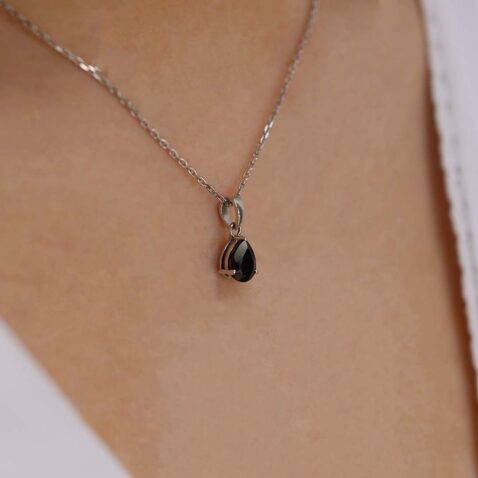 Grete Black Spinel Pear Shaped Pendant Heidi Kjeldsen Jewellers P1617