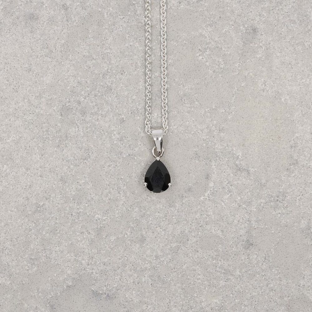 Grete Black Spinel Pear Shaped Pendant Heidi Kjeldsen Jewellers P1617 still