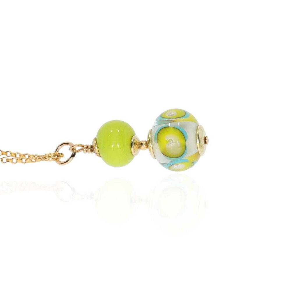 Heidi Lime Green Floral Murano Glass Pendant Heidi Kjeldsen Jewellery P1411 white