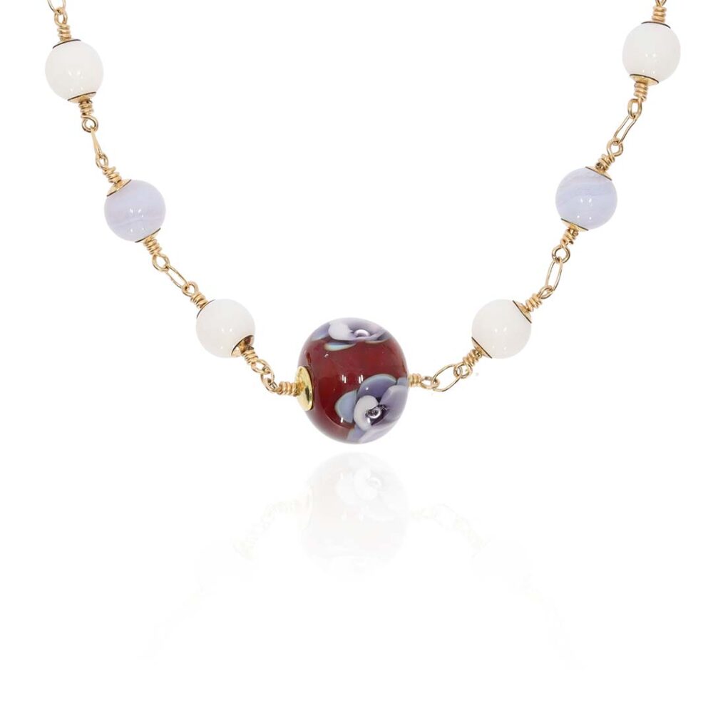 Heidi Red White Floral Glass and Heidi Kjeldsen Jewellers NL1325 white