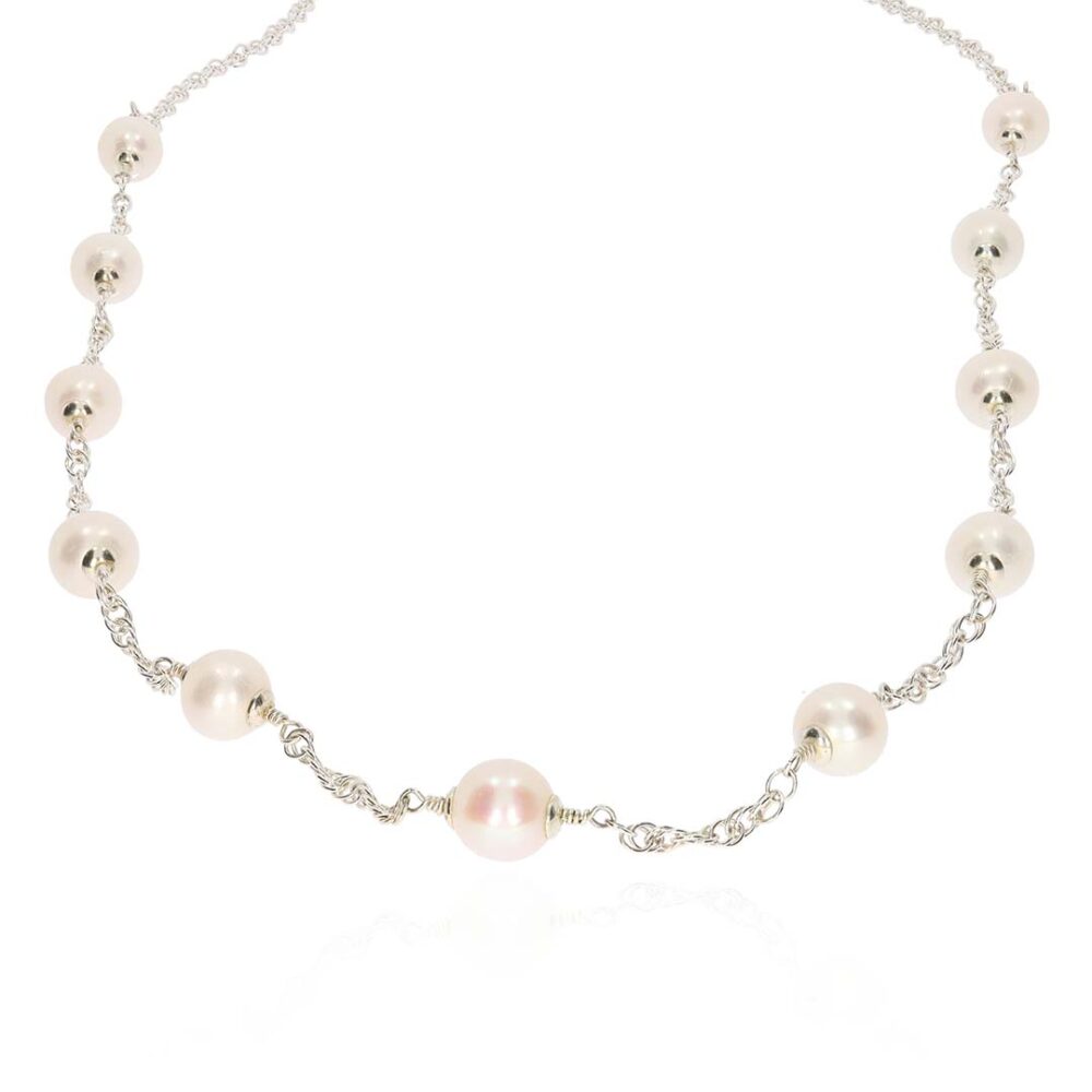 Margit Cultured Pearl Double Chain Necklace Heidi Kjeldsen Jewellers NL1322 white1