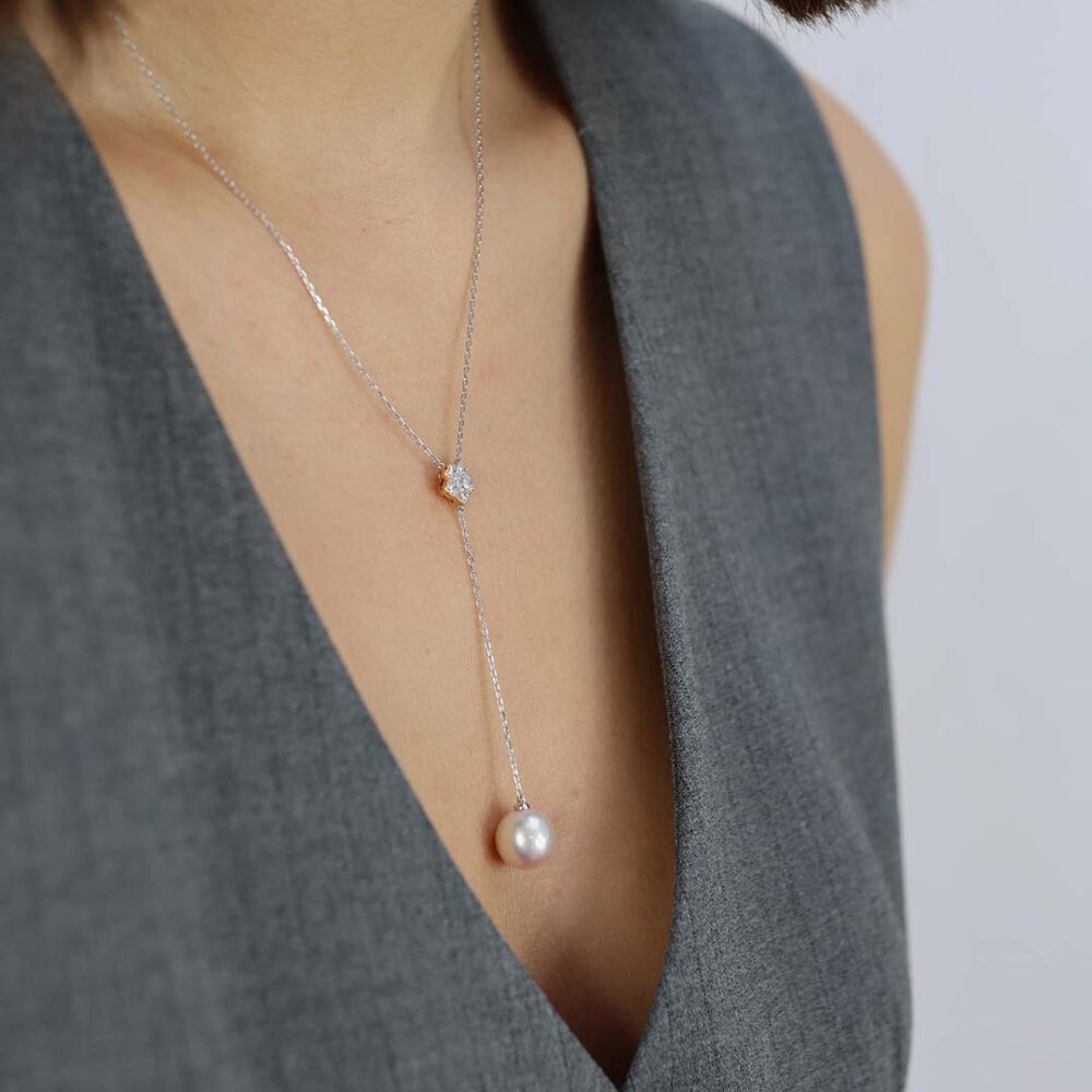 Alma Cultured Pearl And Diamond Drop Pendant Heidi Kjeldsen Jewellers P1701