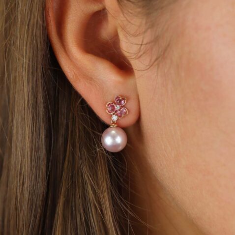 Alma Pink Sapphire Flower Drop Earrings Heidi Kjeldsen Jewellers ER5078