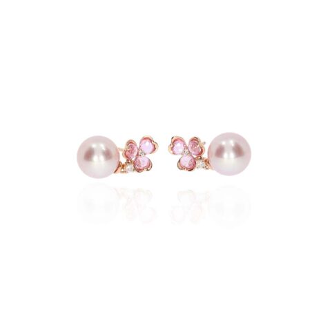 Jesper Diamond and Pearl Rose Gold Drop Earrings Heidi Kjeldsen Jewellery ER5078 white