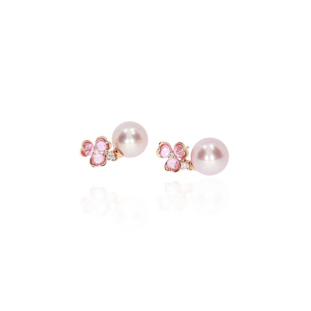 Jesper Diamond and Pearl Rose Gold Drop Earrings Heidi Kjeldsen Jewellery ER5078 white1