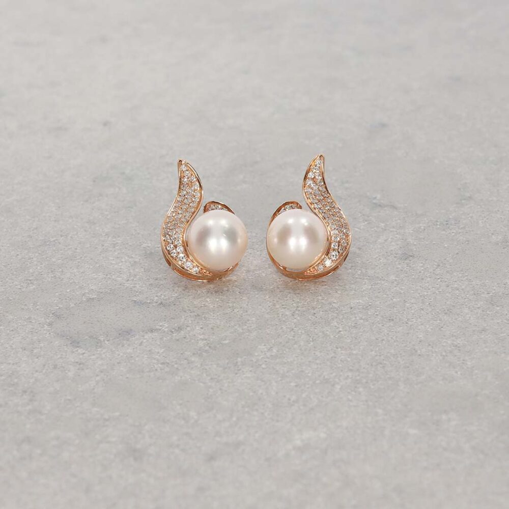 Jesper Diamond and Pearl Rose Gold Earrings Heidi Kjeldsen Jewellery ER5077 still