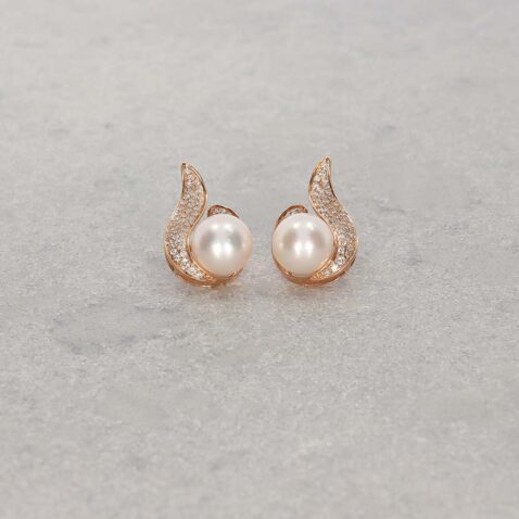 Jesper Diamond and Pearl Rose Gold Earrings Heidi Kjeldsen Jewellery ER5077 still