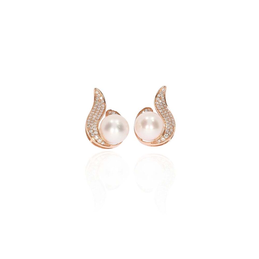 Jesper Diamond and Pearl Rose Gold Earrings Heidi Kjeldsen Jewellery ER5077 white