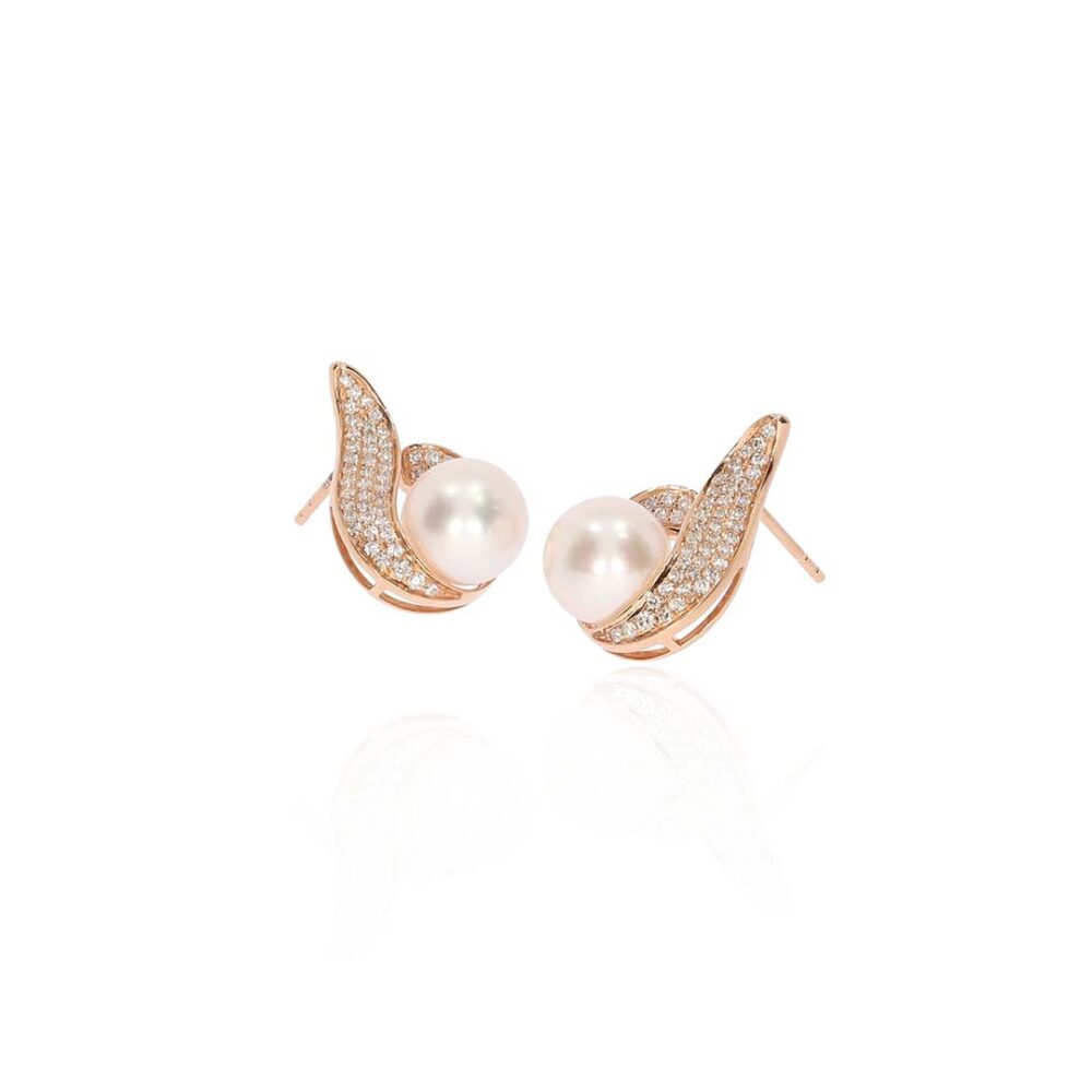 Jesper Diamond and Pearl Rose Gold Earrings Heidi Kjeldsen Jewellery ER5077 white1