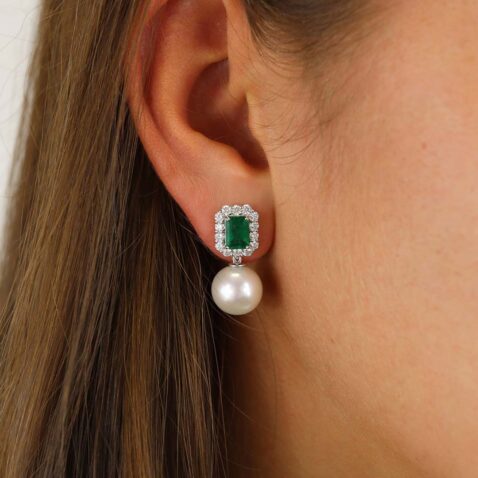 Jette Emerald South Sea Pearl Dtop Earrings Heidi Kjeldsen Jewellers ER5081
