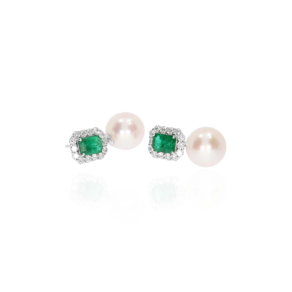 Jette Emerald and Diamond And Pearl Drop Earrings Heidi Kjeldsen Jewellery ER5081 white1