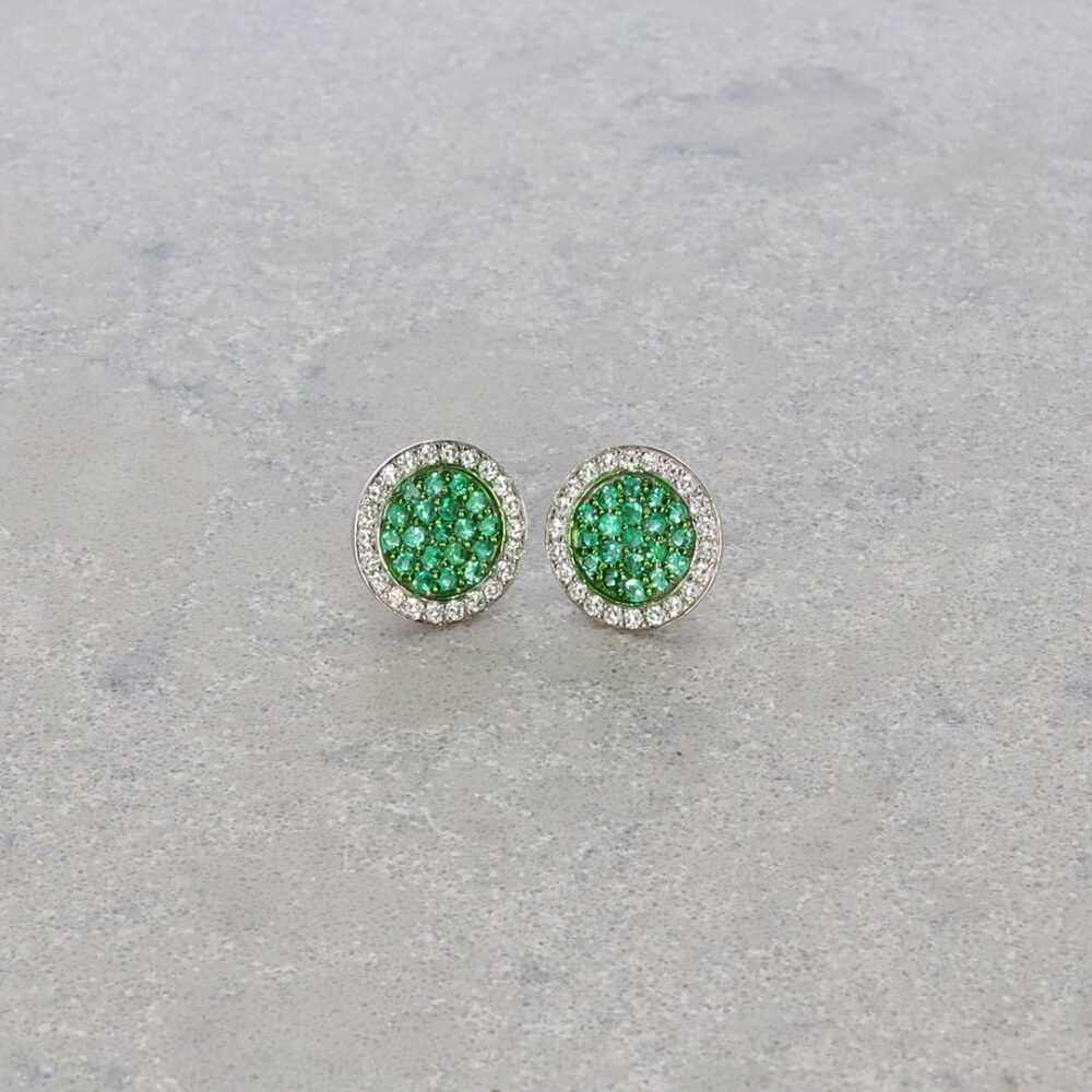 Jette Emerald and Diamond Circle Earrings Heidi Kjeldsen Jewellery ER5046 slab