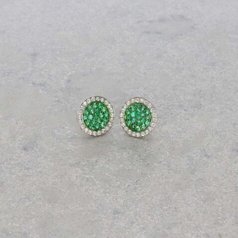 Jette Emerald and Diamond Circle Earrings Heidi Kjeldsen Jewellery ER5046 slab