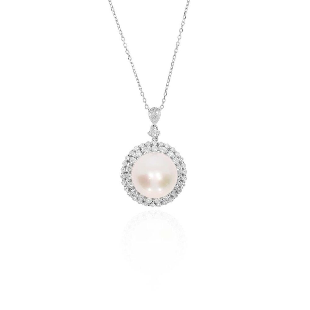 Margit Cultured Pearl and Diamond Pendant Heidi Kjeldsen Jewellery P1700 white