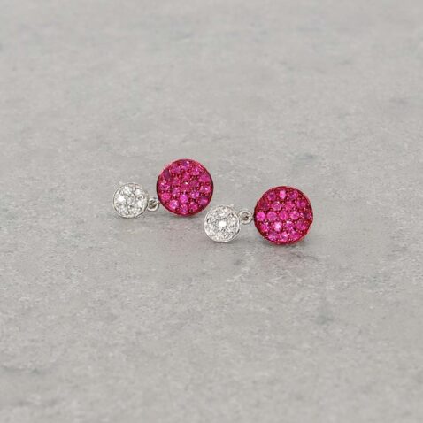 Mathilde Ruby and Diamond Drop Circle Earrings Heidi Kjeldsen Jewellery ER5053a still