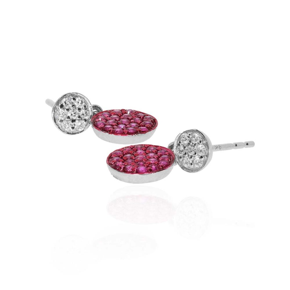 Mathilde Ruby and Diamond Drop Circle Earrings Heidi Kjeldsen Jewellery ER5053a white