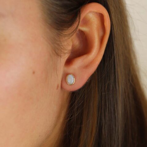 Per White Opal Oval Gold Earrings Heidi Kjeldsen Jewellers ER5122