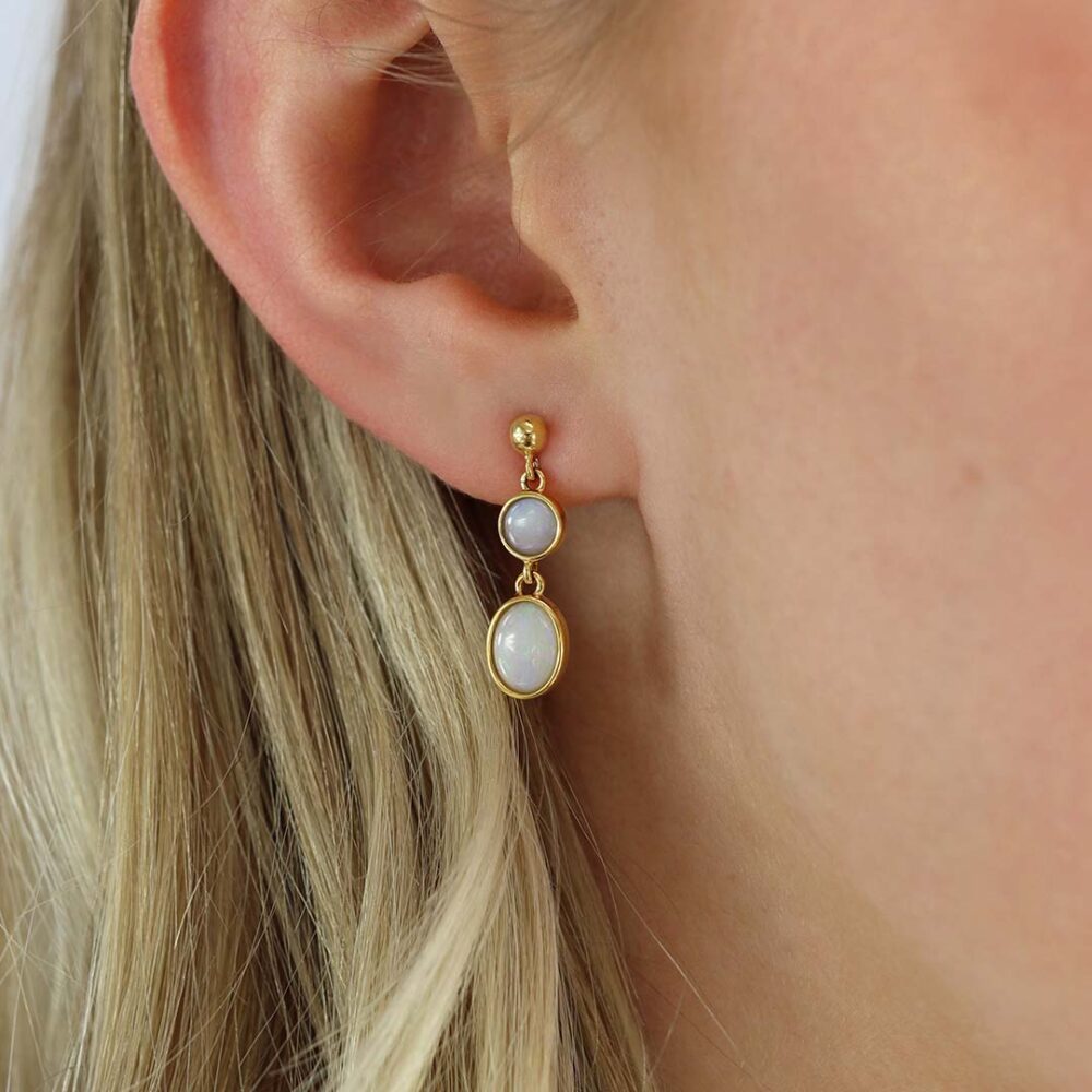 Per White Opal and Gold Earrings Heidi Kjeldsen Jewellers ER5125