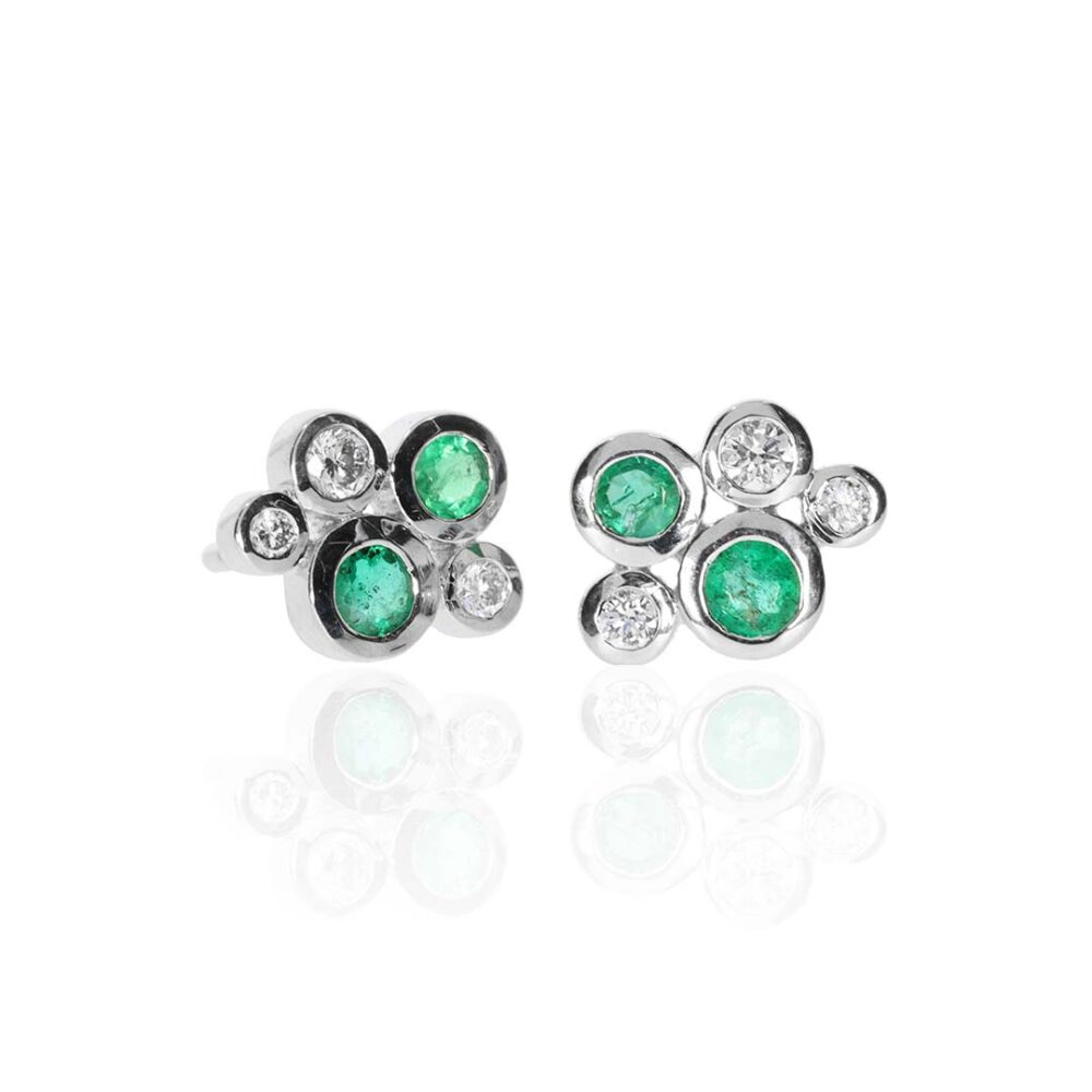 Trine Emerald Daimond Bubble Earrings Heidi Kjeldsen Jewellery ER5055a white