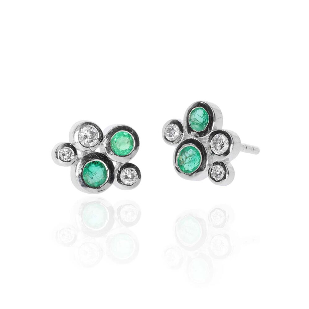 Trine Emerald Daimond Bubble Earrings Heidi Kjeldsen Jewellery ER5055a white1