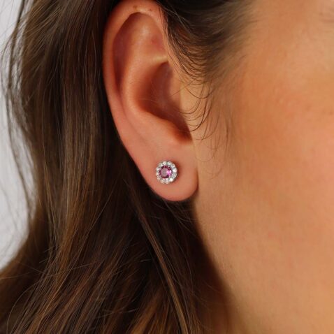 Alma Pink Tourmaline Diamond Cluster Earrings Heidi Kjeldsen Jewellers ER6005
