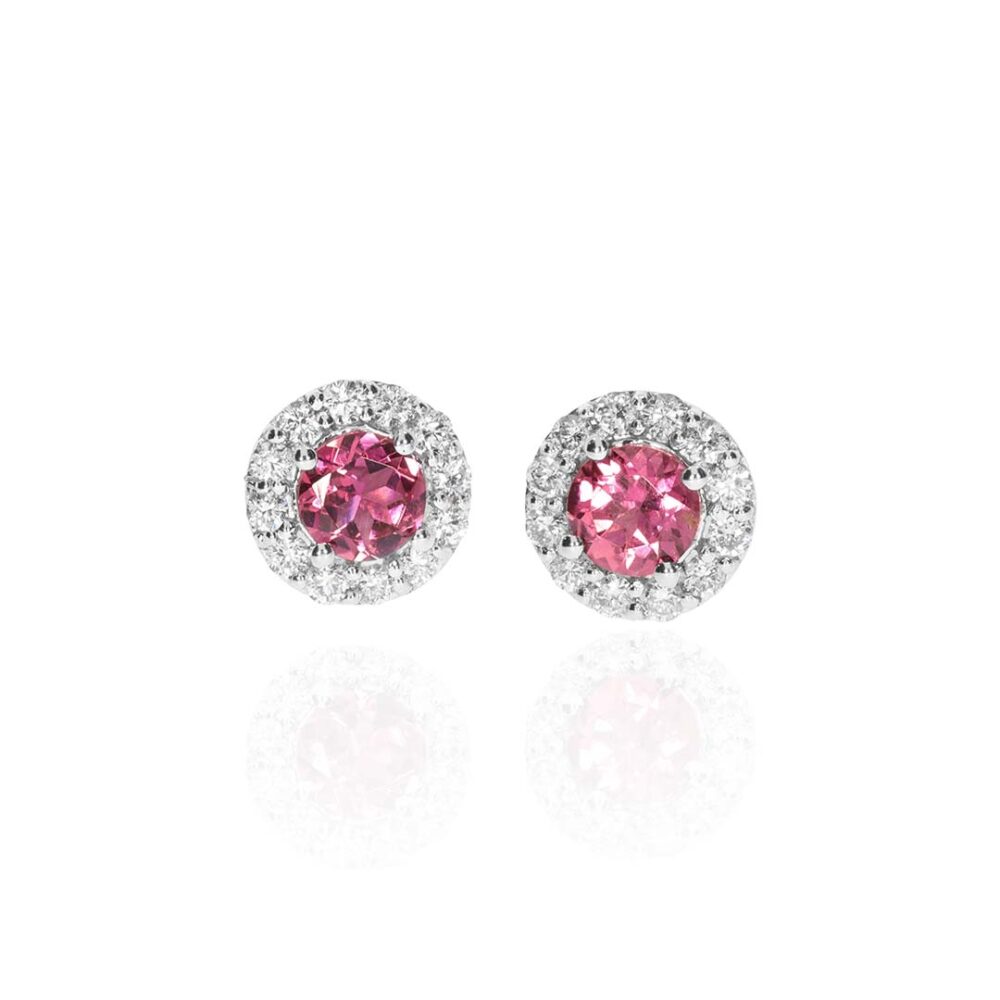 Alma Pink Tourmaline Diamond Cluster Earrings Heidi Kjeldsen Jewellery ER6005 white