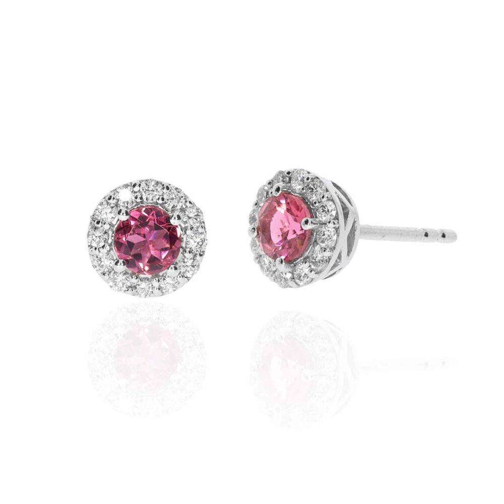 Alma Pink Tourmaline Diamond Cluster Earrings Heidi Kjeldsen Jewellery ER6005 white1