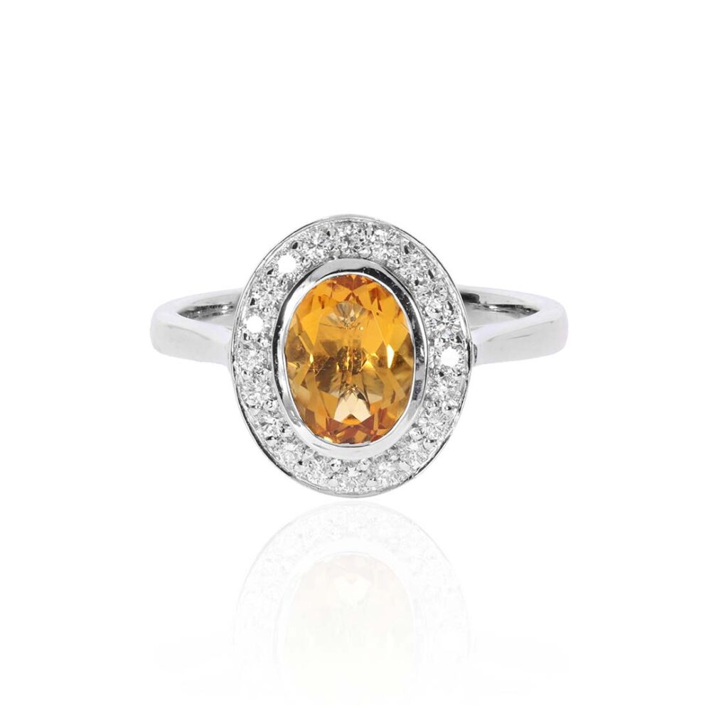 Dorit Citrine Diamond White Gold Ring Heidi Kjeldsen Jewellery R4991 white