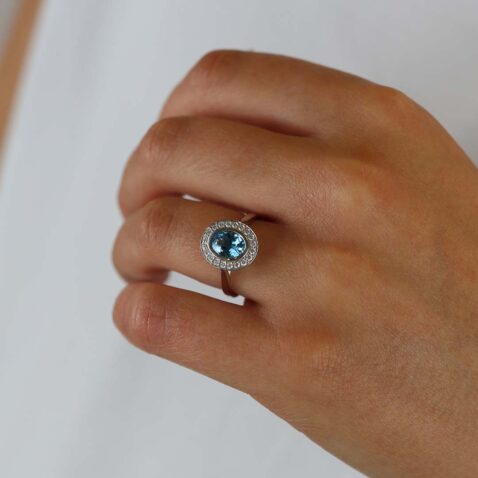 Freja Blue Topaz And Diamond Cluster Ring Heidi Kjeldsen Jewellers R4990