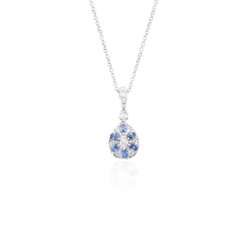 Freja Blue Topaz Sapphire and Diamond Pendant Heidi Kjeldsen Jewellers P1723 hanging1