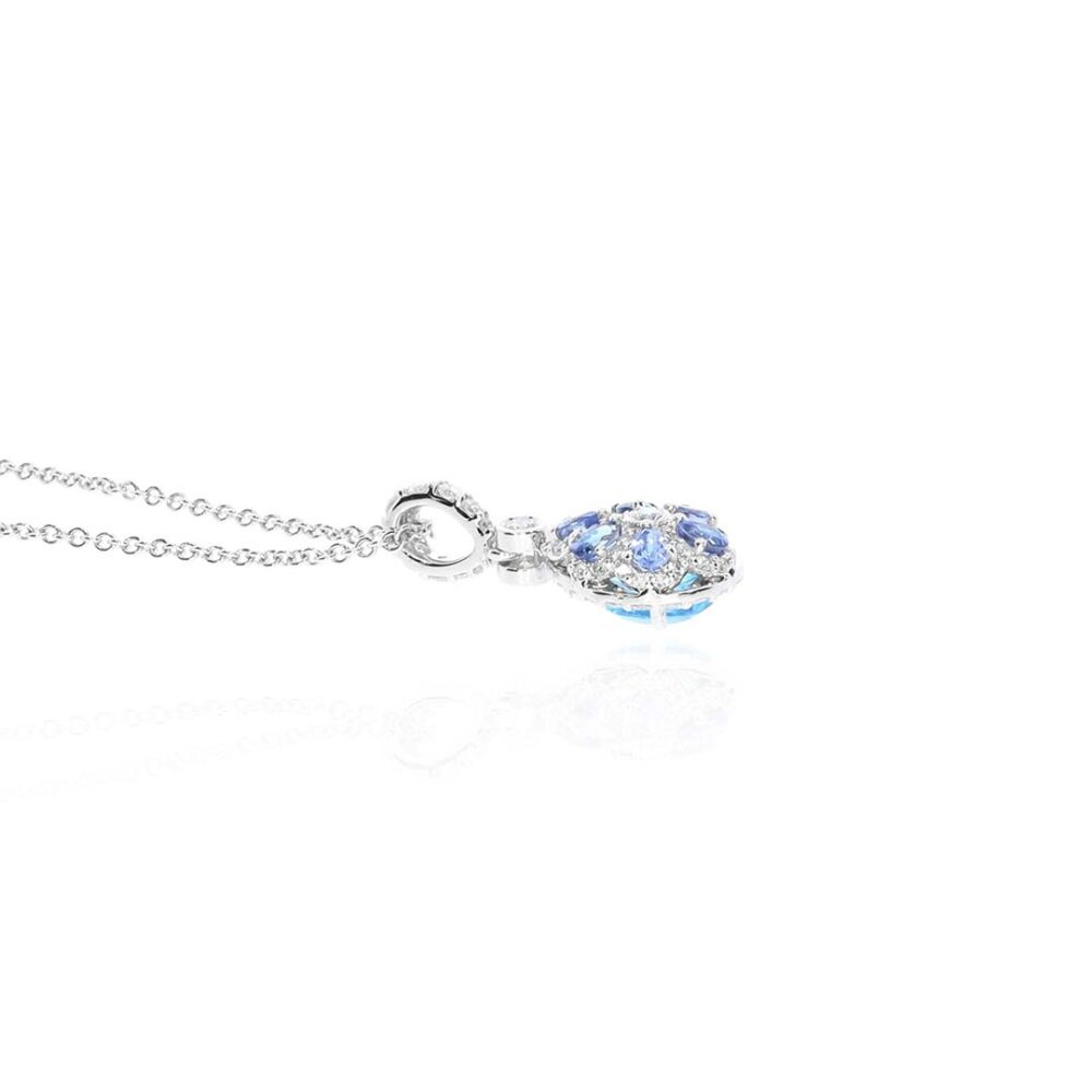 Freja Blue Topaz Sapphire and Diamond Pendant Heidi Kjeldsen Jewellers P1723 side