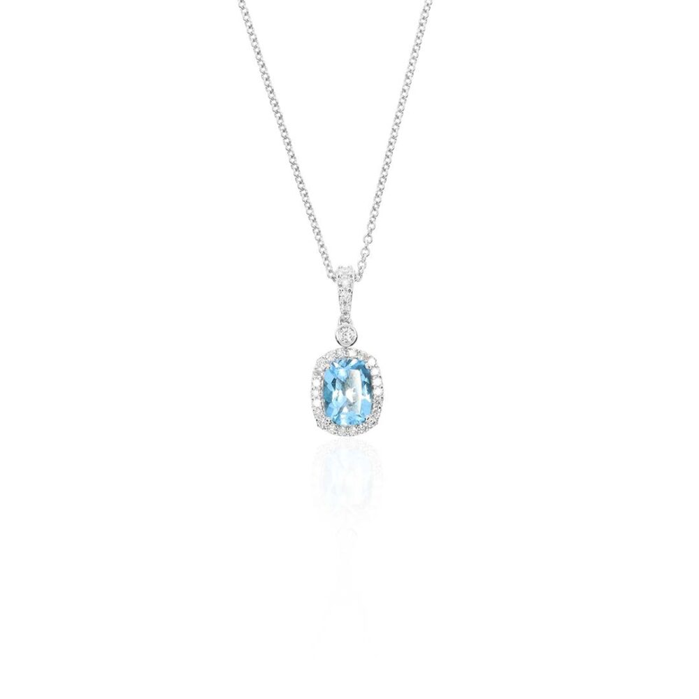 Freja Blue Topaz Sapphire and Diamond Pendant Heidi Kjeldsen Jewellers P1725 hanging1