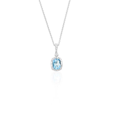 Freja Blue Topaz Sapphire and Diamond Pendant Heidi Kjeldsen Jewellers P1725 hanging1