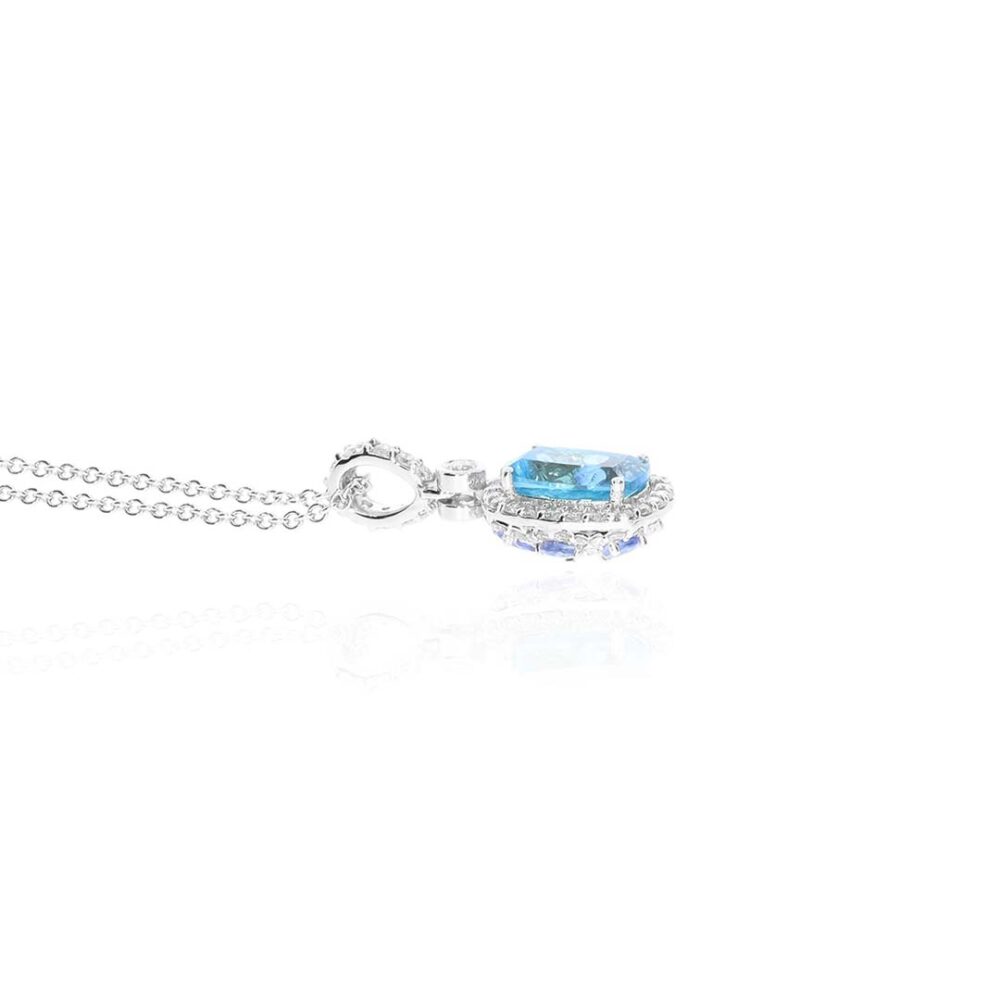 Freja Blue Topaz Sapphire and Diamond Pendant Heidi Kjeldsen Jewellers P1725 side