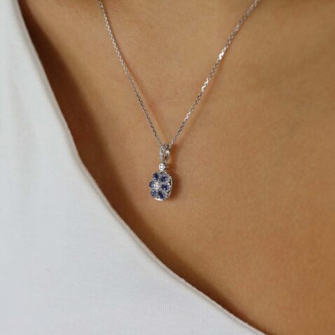 Freja Blue Topaz and Sapphire Reverisible Pendant Heidi Kjeldsen Jewellers P1725 2