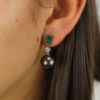 Jette Emerald Tatihan Pearl Drop Earrings Heidi Kjeldsen Jewellery ER2629 model (1)