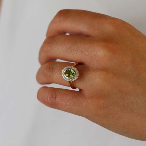 Nanna Peridot And Diamond Cluster Ring Heidi Kjeldsen Jewellers R4993