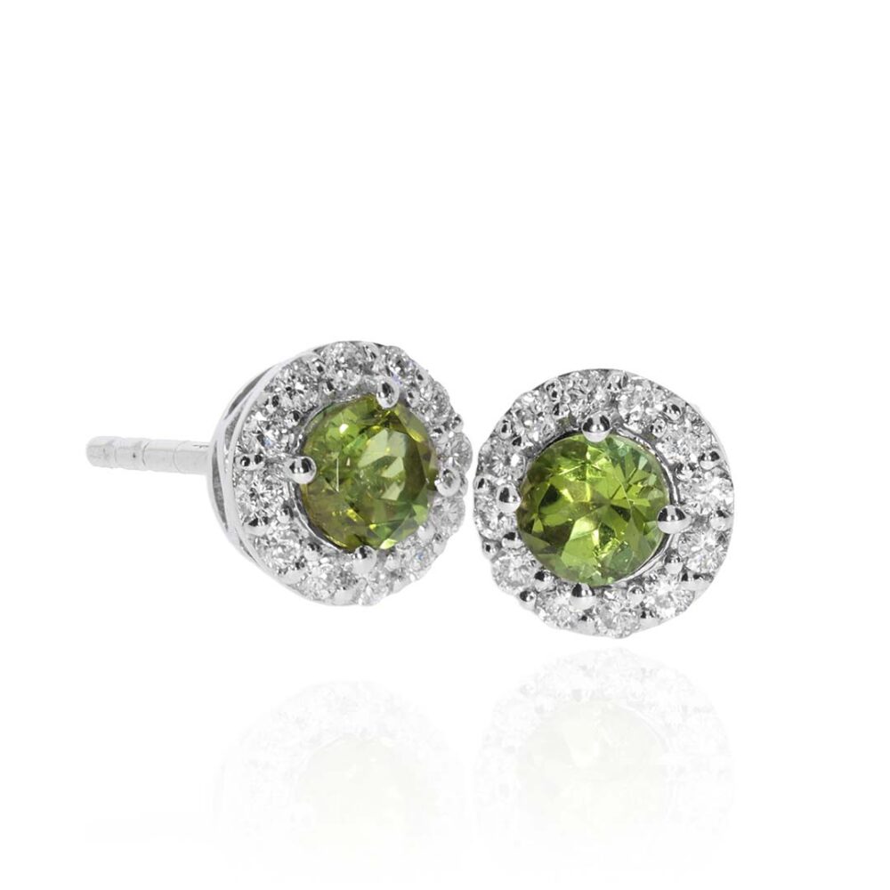 Nanna Peridot Diamond Cluster Earrings Heidi Kjeldsen Jewellery ER6006 white