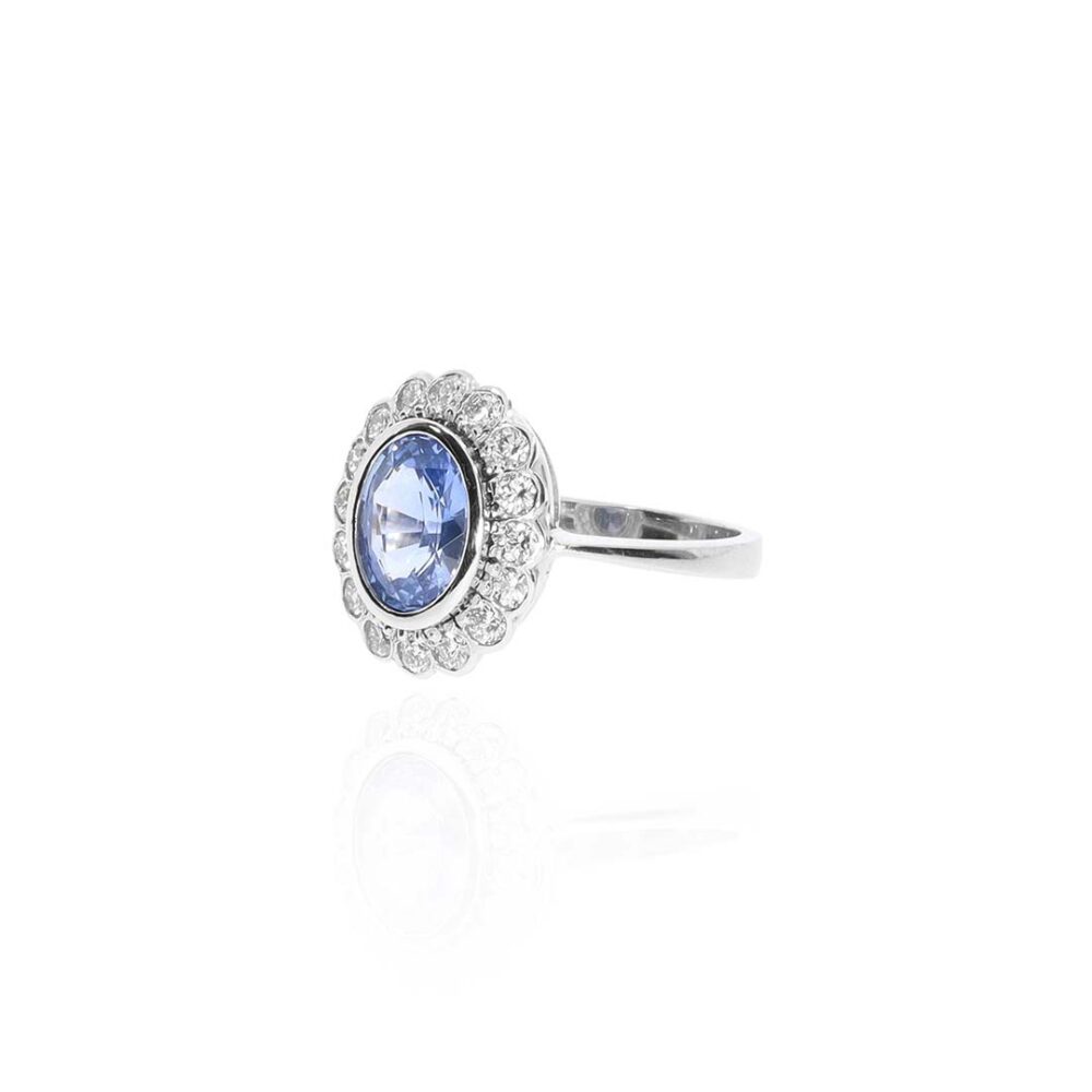 Sara Ceylon Sapphire Diamond Cluster Ring Heidi Kjeldsen Jewellery R4983 side