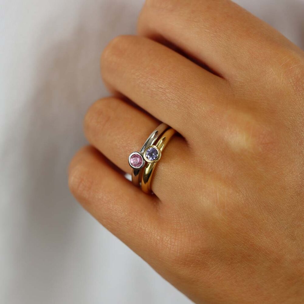 Sara Violet and Pink Stacking Ring Heidi Kjeldsen Jewellers R5006 R5005